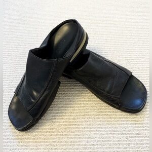 Cole Haan Nike Air Black Leather Open-Toe Slide Slide Sandals 11.5